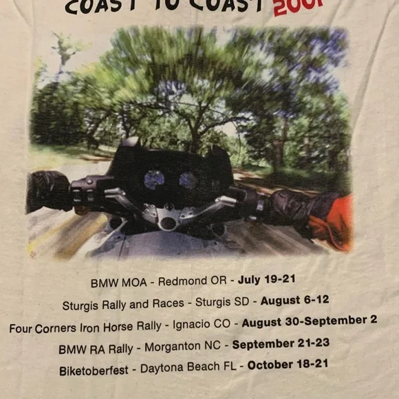 BMW Motorcycle Motorrad T-Shirt Vintage 2001 Brand New BMW Motorcycle Rally 2001 - Picture 4 of 8